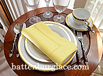 Light Yellow colored Hemstitch Diner Napkin. 18x18". Each